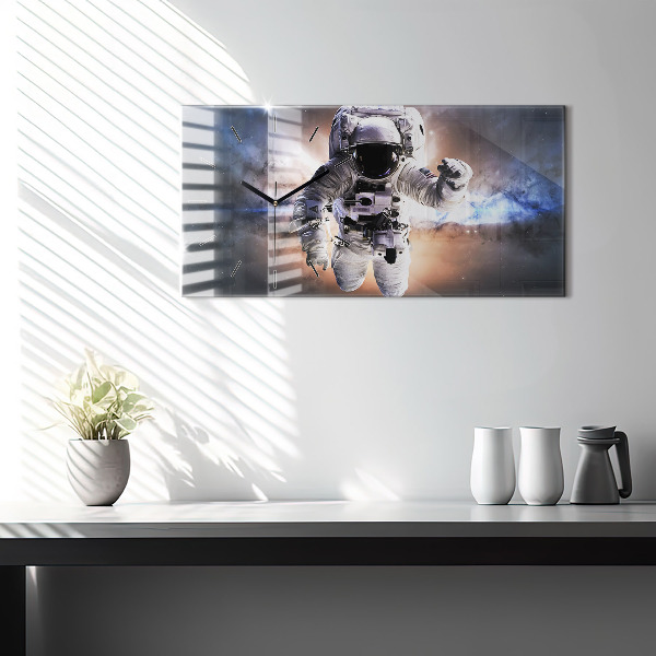 Glass wall clock rectangular Astronaut in space