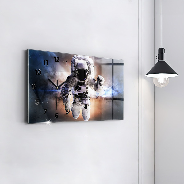 Glass wall clock rectangular Astronaut in space