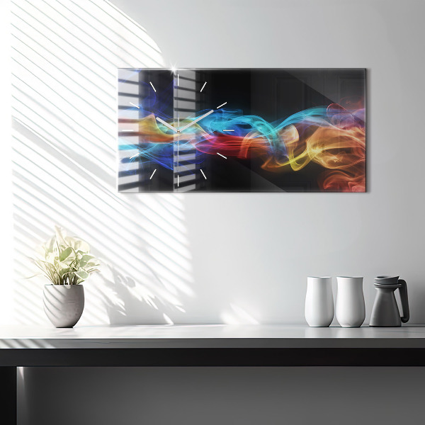 Glass wall clock rectangular Abstract colorful lines