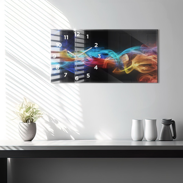 Glass wall clock rectangular Abstract colorful lines