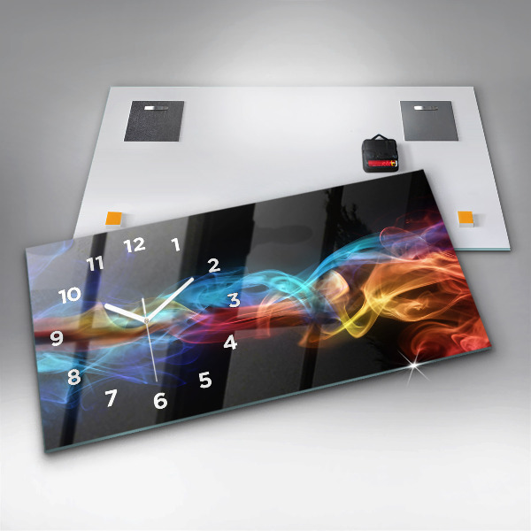 Glass wall clock rectangular Abstract colorful lines