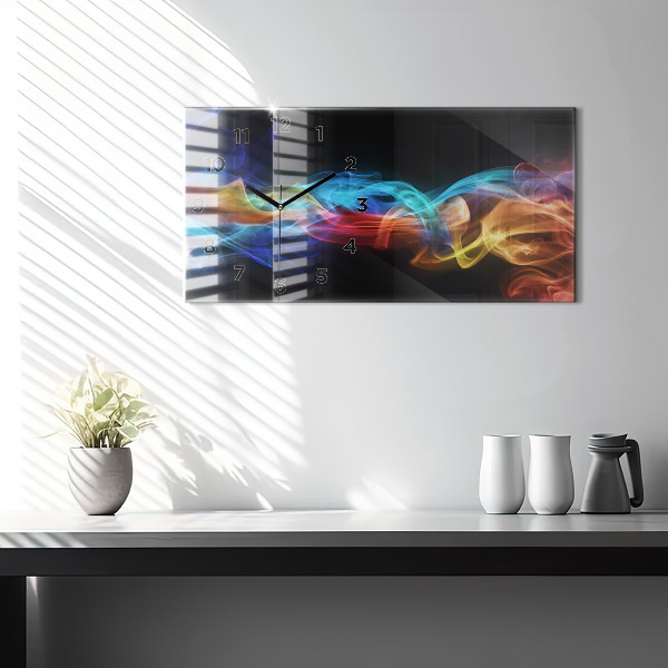 Glass wall clock rectangular Abstract colorful lines