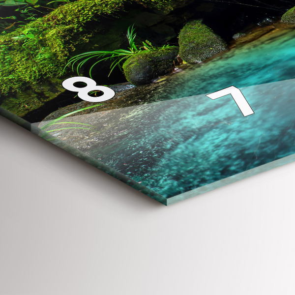 Glass wall clock rectangular Waterfall Thailand