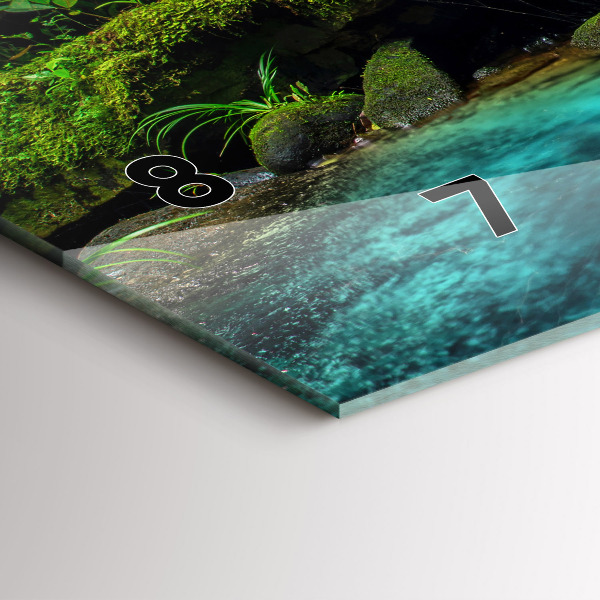 Glass wall clock rectangular Waterfall Thailand