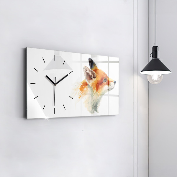 Glass wall clock rectangular Watercolor young fox