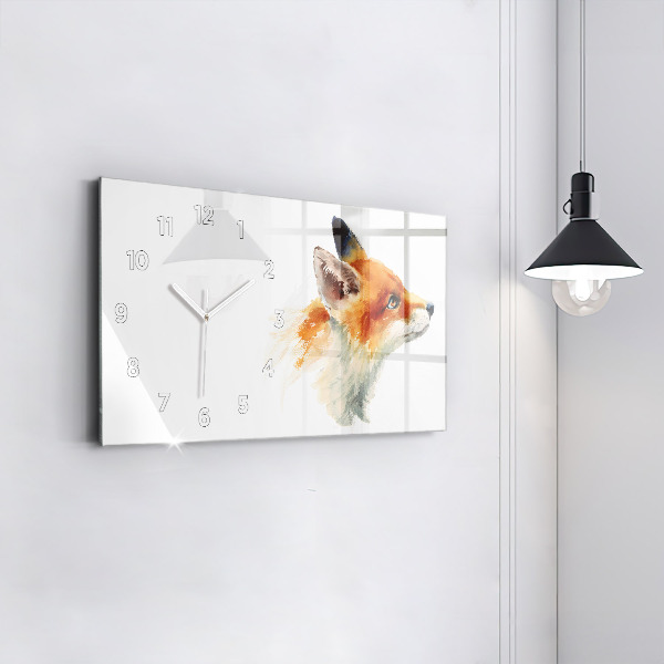 Glass wall clock rectangular Watercolor young fox