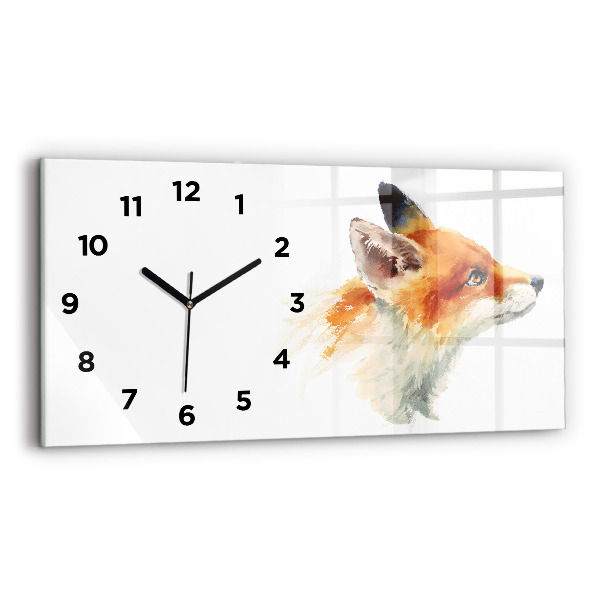 Glass wall clock rectangular Watercolor young fox