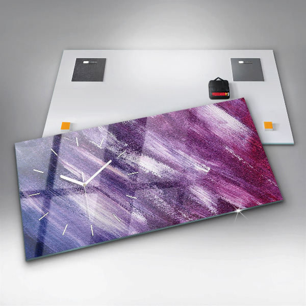 Glass wall clock rectangular Acrylic paint texture