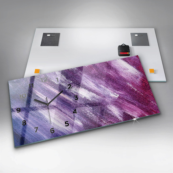 Glass wall clock rectangular Acrylic paint texture