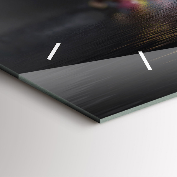 Glass wall clock rectangular Orchid flower on the water