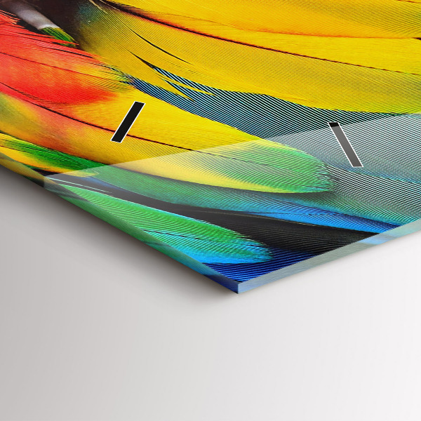 Glass wall clock rectangular Macaw Bird Colorful Wings