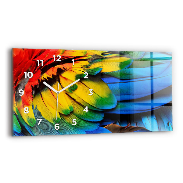Glass wall clock rectangular Macaw Bird Colorful Wings