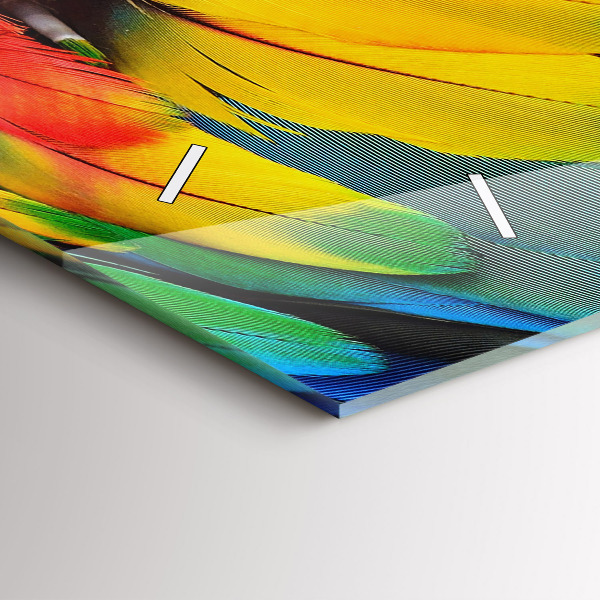 Glass wall clock rectangular Macaw Bird Colorful Wings