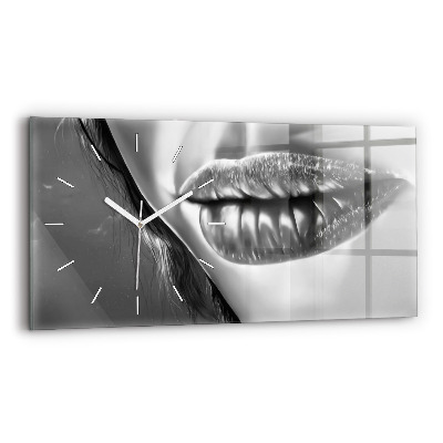 Glass wall clock rectangular Woman's lips
