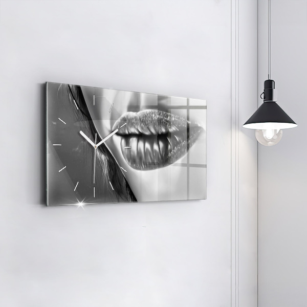 Glass wall clock rectangular Woman's lips
