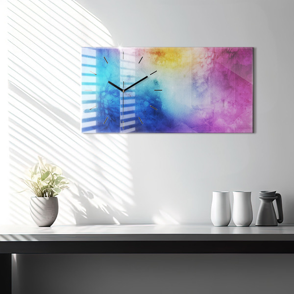 Glass wall clock rectangular Colored Spots