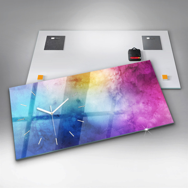 Glass wall clock rectangular Colored Spots