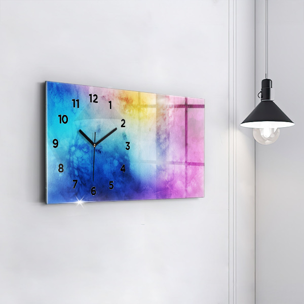 Glass wall clock rectangular Colored Spots