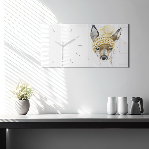Glass wall clock rectangular A deer