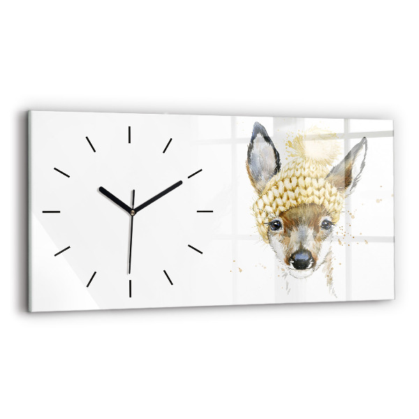 Glass wall clock rectangular A deer