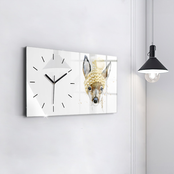 Glass wall clock rectangular A deer