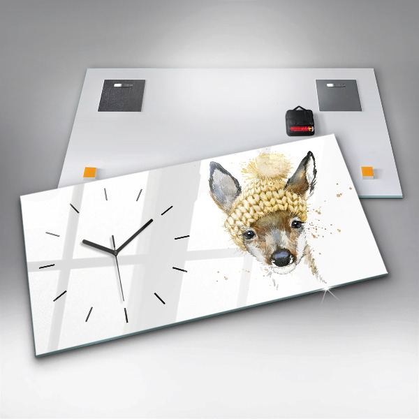 Glass wall clock rectangular A deer