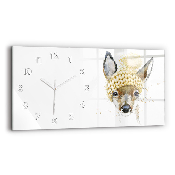Glass wall clock rectangular A deer