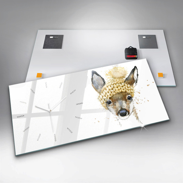 Glass wall clock rectangular A deer