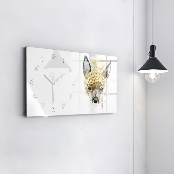 Glass wall clock rectangular A deer