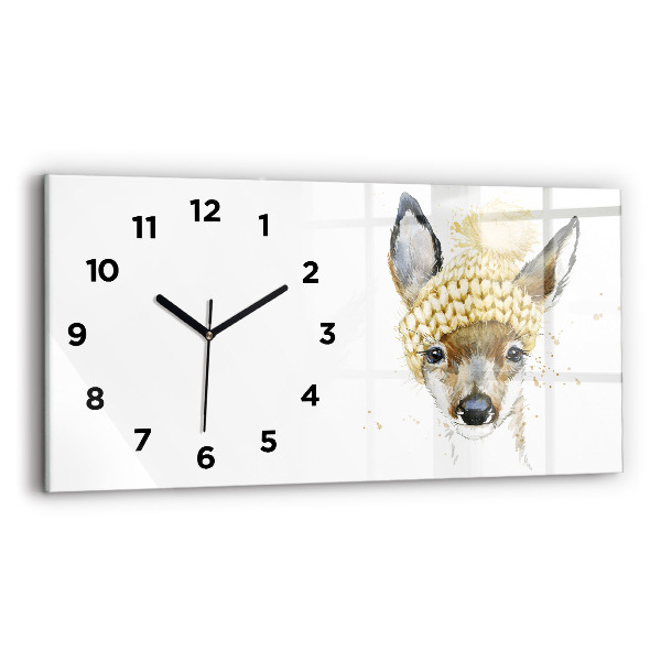 Glass wall clock rectangular A deer