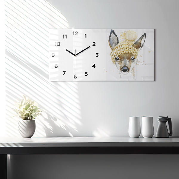 Glass wall clock rectangular A deer