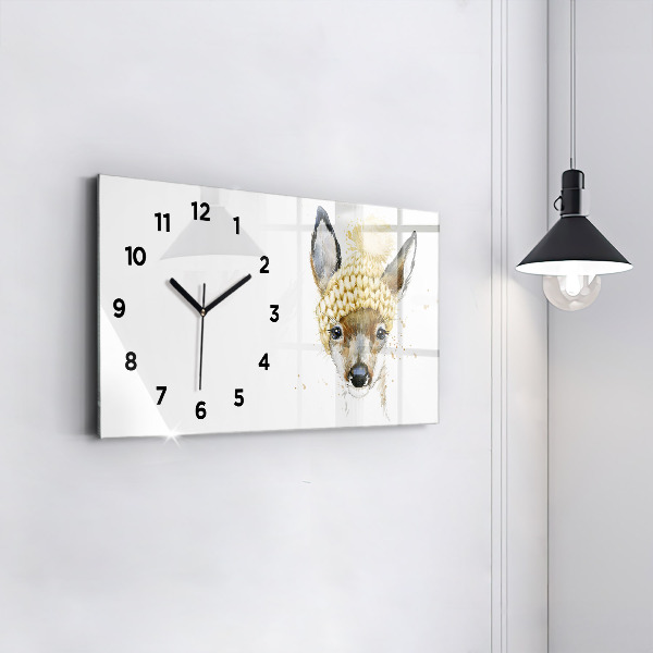 Glass wall clock rectangular A deer