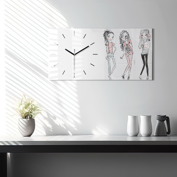 Glass wall clock rectangular Women's Fashion