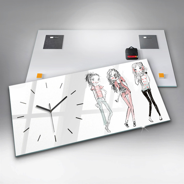 Glass wall clock rectangular Women's Fashion