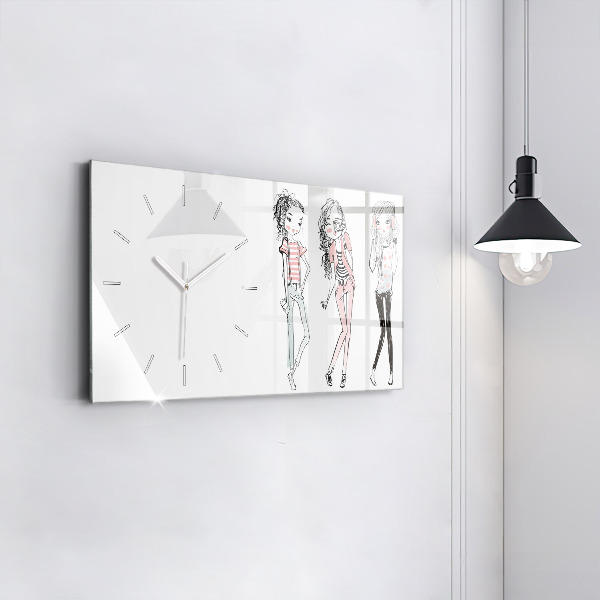 Glass wall clock rectangular Women's Fashion