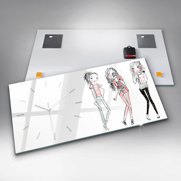 Glass wall clock rectangular Women's Fashion