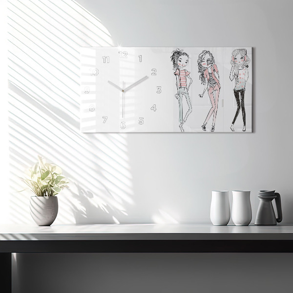 Glass wall clock rectangular Women's Fashion