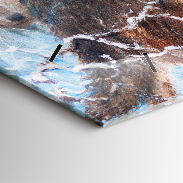 Glass wall clock rectangular Wolves in the forest
