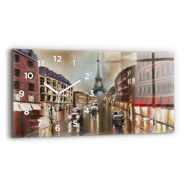 Glass wall clock rectangular City of Paris