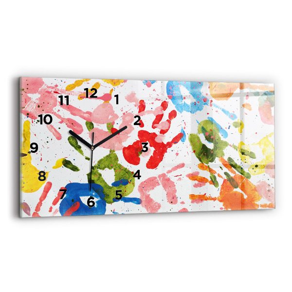 Glass wall clock rectangular Children's handprints