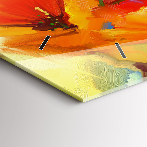 Glass wall clock rectangular Colorful poppies