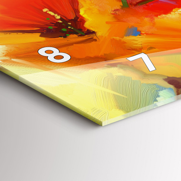 Glass wall clock rectangular Colorful poppies