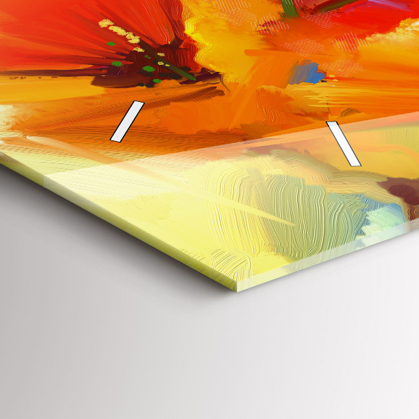 Glass wall clock rectangular Colorful poppies