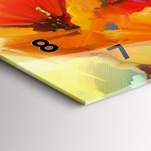 Glass wall clock rectangular Colorful poppies