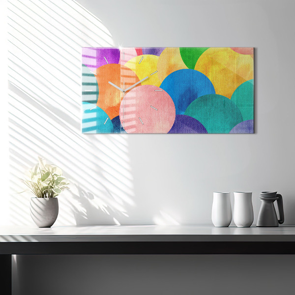 Glass wall clock rectangular Abstract circles
