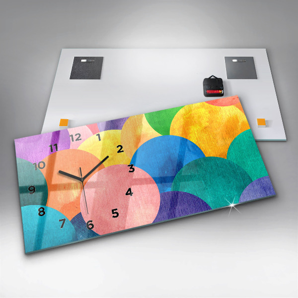 Glass wall clock rectangular Abstract circles
