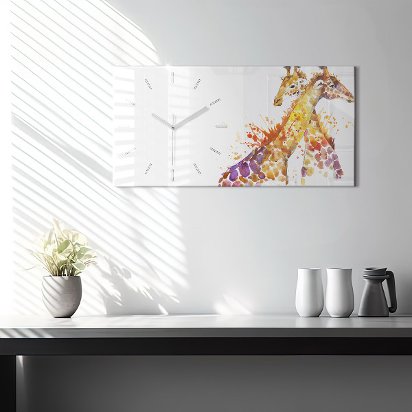 Glass wall clock rectangular Watercolor giraffe