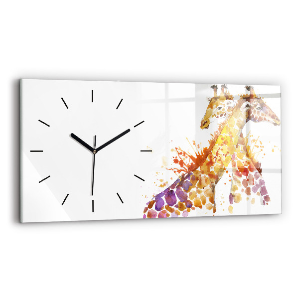 Glass wall clock rectangular Watercolor giraffe