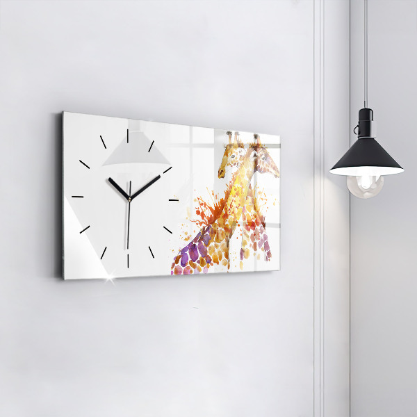 Glass wall clock rectangular Watercolor giraffe