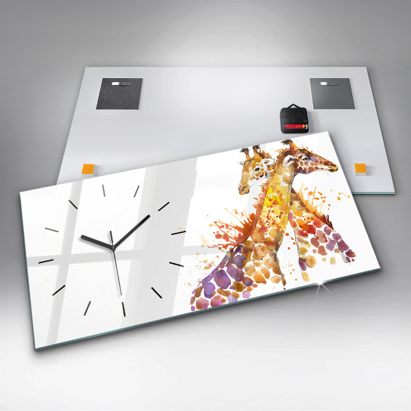 Glass wall clock rectangular Watercolor giraffe